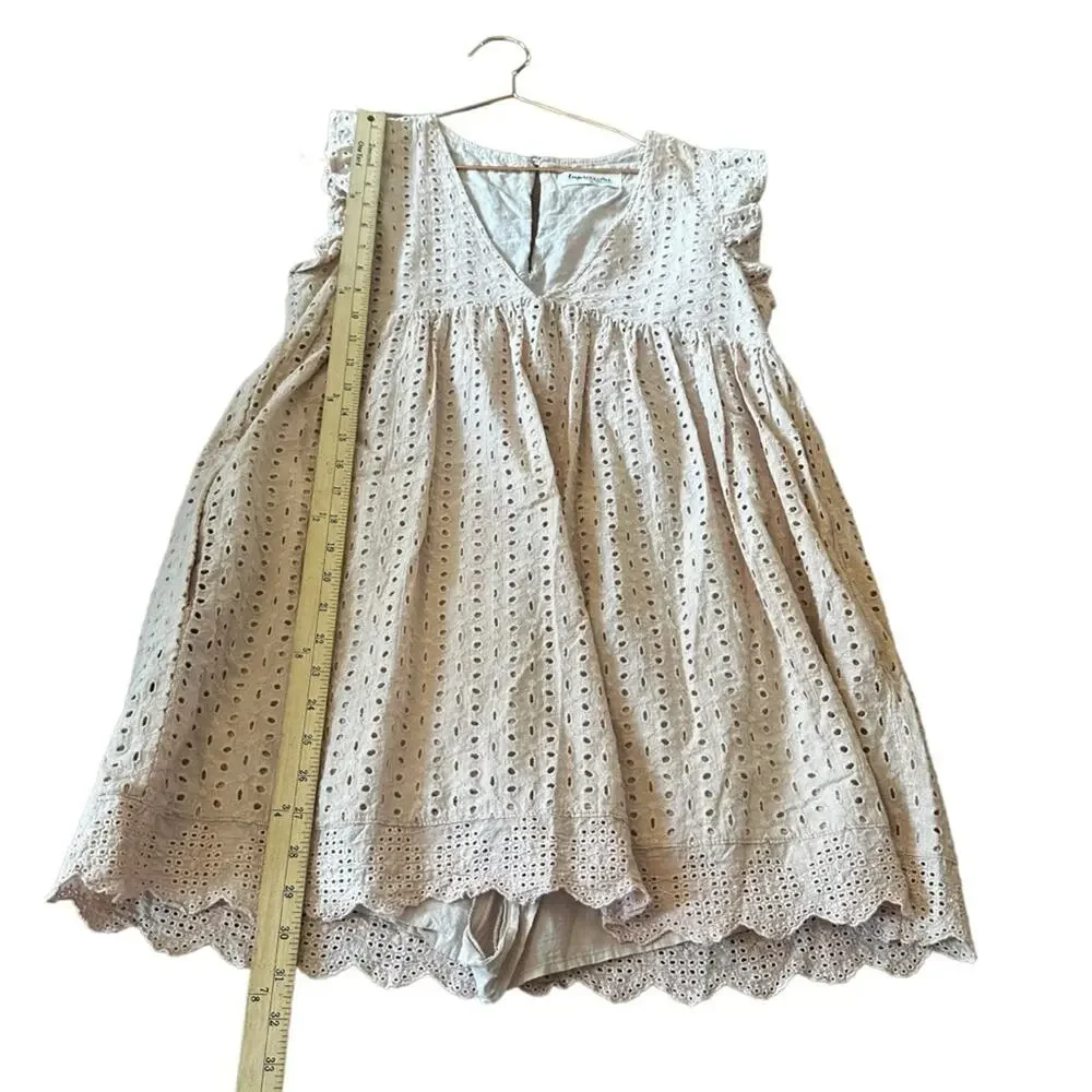 Impressions Pale Pink Eyelet Babydoll Dress with Shorts